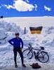 Headshot of Barb Klingman riding her fat bike in the snow.